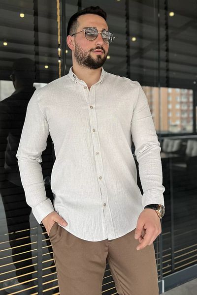 MİSHAR İTALİA Мъжка риза с дълъг ръкав с шарка на камъни
