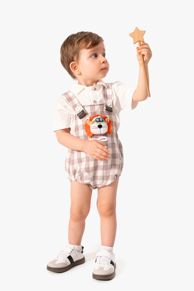 Jikko Baby طقم سالوبيت منقوش بتفاصيل أسد مكون من قطعتين