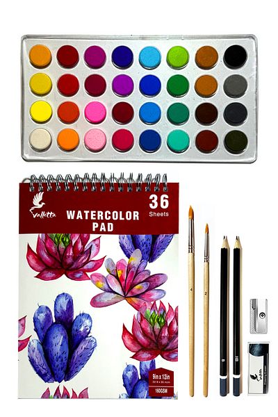 valletta Kitami 39-Piece Watercolor Art Set with Notebook