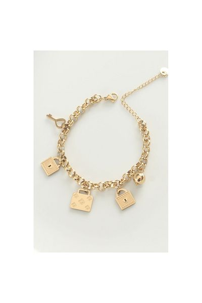 Skygo 316L Steel Gold Color Oval Chain Bracelet with Mixed Accessories - Tj-Bb6038