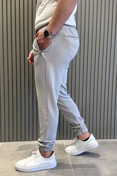 MİSHAR İTALİA Ανδρικό παντελόνι Jogger με γκρι ελαστικό πόδι