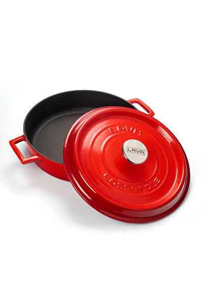 Lava Döküm Beşli Tencere Tava Seti Trendy-Kırmızı