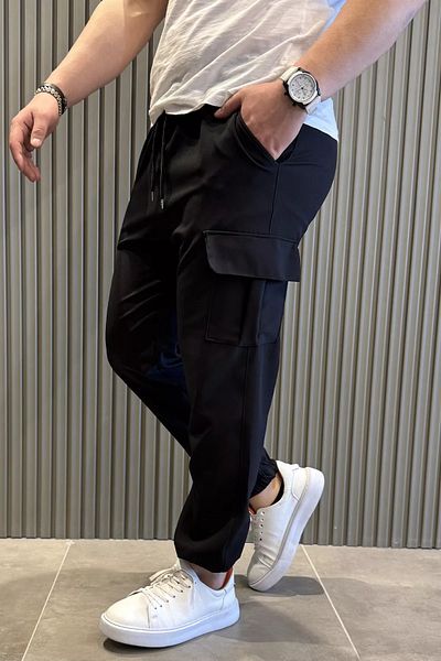 MİSHAR İTALİA Ανδρικό παντελόνι πεζοπορίας Jogger με μαύρη μέση Cargo Pocket