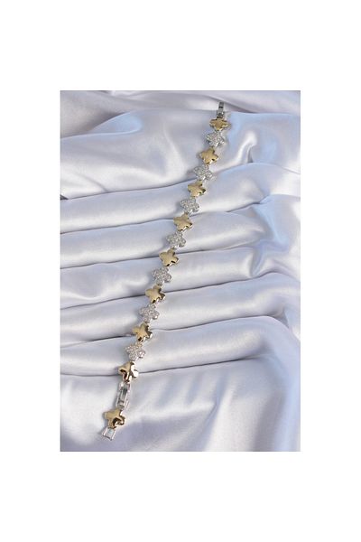 Skygo Brass Silver Gold Color Zircon Stone Clover Model Vip Series Women's Bracelet - Tj-Bb6403