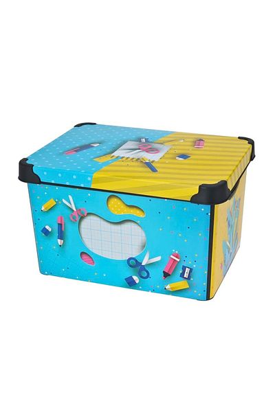 BM GİFT DESİGN Storage box, with lid, for the child's room, school supplies model, 39x24 cm, 22 l