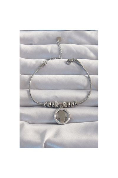 Skygo 316L Steel Silver Color Zircon Stone Accessory Fatma Mother Hand Bracelet - Tj-Bb6234