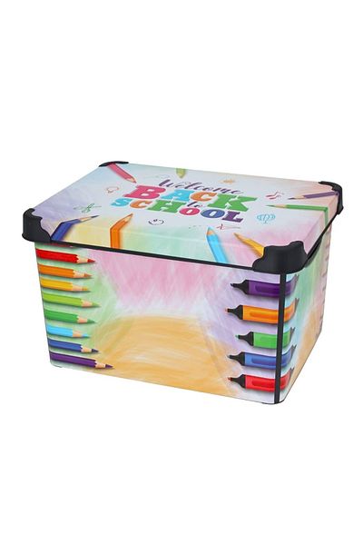 BM GİFT DESİGN Storage box, with lid, for the child's room, back to school model, 39x24 cm, 22 l