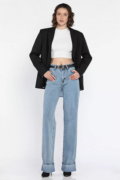 GÜLSELİ Blugi Mom Jean pentru damă, albastru, cu picioare duble