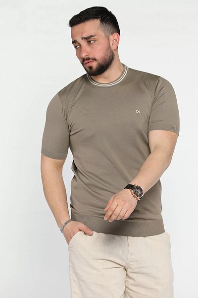 MİSHAR İTALİA Ανδρικό T-Shirt με κέντημα με λαιμόκοψη βιζόν