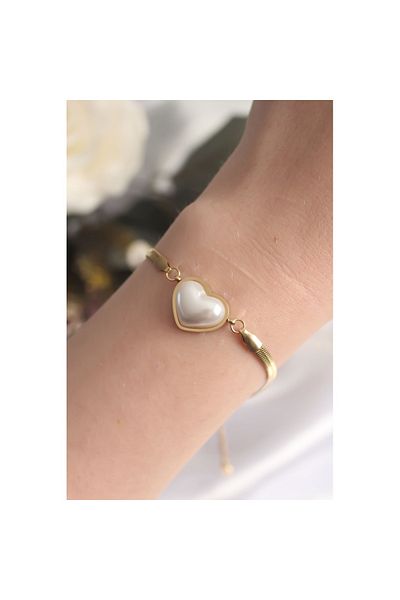 Skygo 316L Steel Gold Color Curved Heart Women's Bracelet - Tj-Bb6014