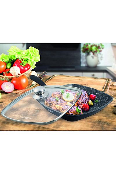 Cooking by Heinner TIGAIE GRILL ALUMINIU + CAPAC 28 x 4,5 CM, SÖTÉT VONAL
