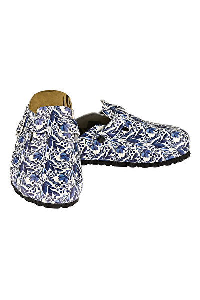 NOOSY Baskılı Blue Flower Tasarım Kadın Terlik