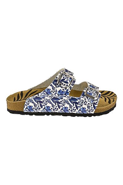 NOOSY Papuci de damă cu design cu flori albastre imprimate