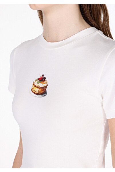 Colin's Дамска бяла тениска с къс ръкав и принт, с принт и обло деколте