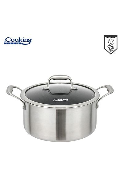 Cooking by Heinner STAINLESS STEEL POT + GLASS LID IN 3 LAYERS 28x13 CM, 7 L, TITANIUM3