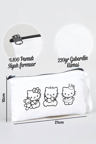 Pamusan Hello Kitty Boyanabilir Bez Kalemlik - 10 Adet - 21x10 cm Boyutlarında - Eğlenceli Boyama Seti