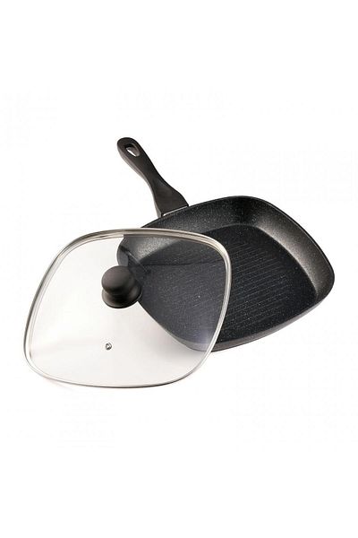 Heinner ALUMINUM GRILL PANE+LID, 28X4CM, BLACK SAND, COOKING BY