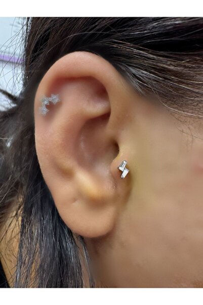 Arescollection 1 adet G23 TİTANİUM ( titanyum ) tragus helix kıkırdak uyumlu ...