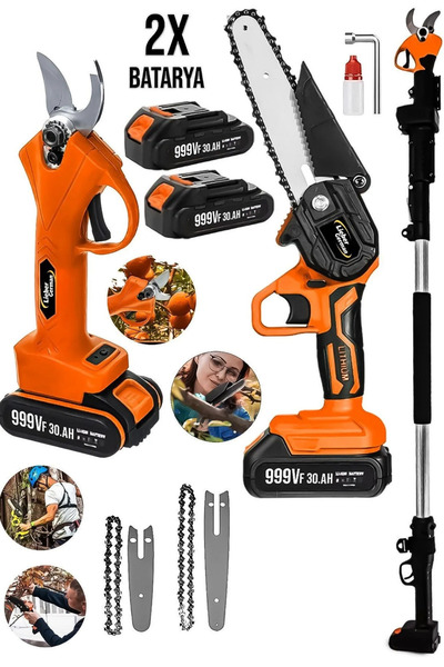 Lieber German Teknoloji 2Li Set TX1400 3 Mt Teleskopik  Akülü Dal Kesme Makas...