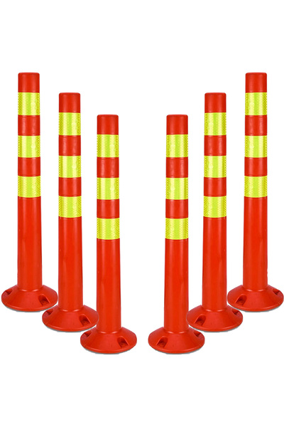 Generic 6  قطعة من عامود سلامة مرور قابل للطي بارتفاع 72 سم مع شريط عاكس | أعمدة  والحواجز الأمنية