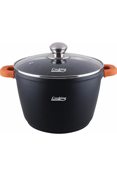 Cooking by Heinner CAST ALUMINUM STOCK POT + GLASS LID 24X16.5 CM, 6.3 L, DARK LINE