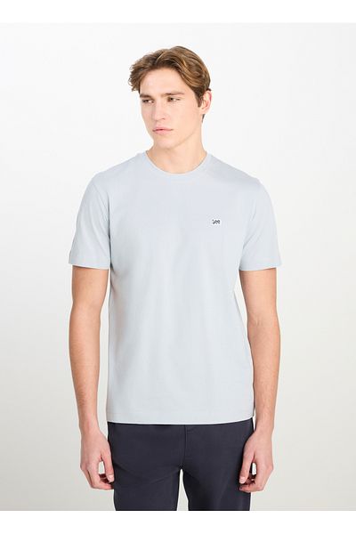 Lee Crew Neck Gray Men's T-Shirt Ml60Ufq475 Regular Fit Patch Logo