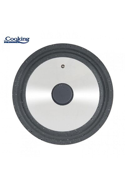 Cooking by Heinner CAPAC STICLA CU MARCHIE SILICON REGLABIL IN 3 DIMENSIUNI 22/24/26 CM, GRI