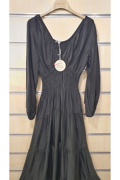 Park Moda Italian Dress with V-Neck Backless Belt