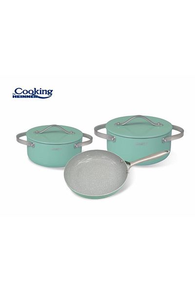 Cooking by Heinner 5-PIECE COOKING SET PRESSED ALUMINUM, CHALK