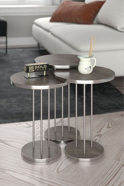 pazarella Zigon Sehpa Terra Gümüş Gordion