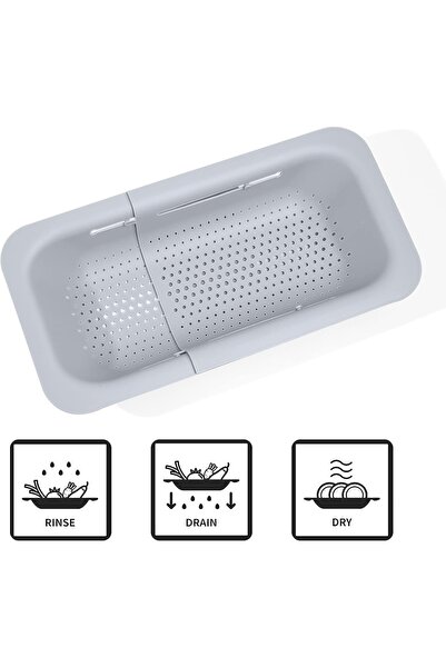 Piankeke Piankeke extendable colander, plastic, gray, 20 x 36-49.5 cm