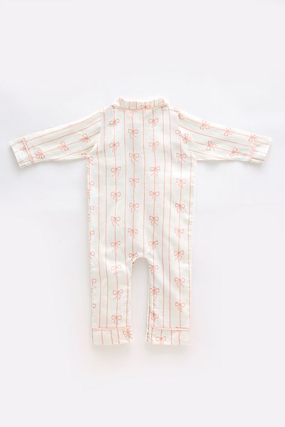 Atelier Babbi Pink Ribbon Cotton Satin Jumpsuit