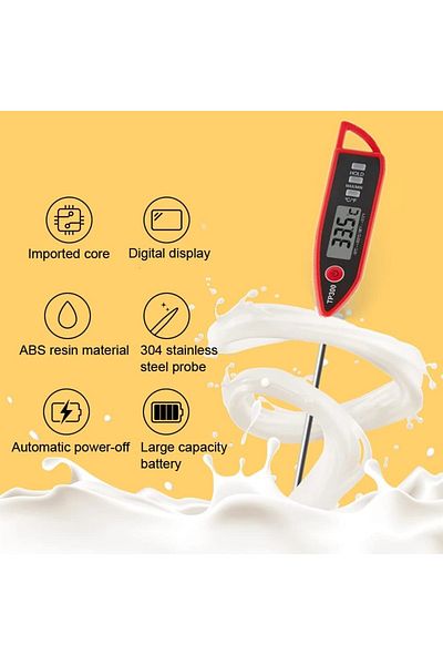 Hualans Digital Meat Thermometer, Silicone/Stainless Steel, Red/Black/Silver