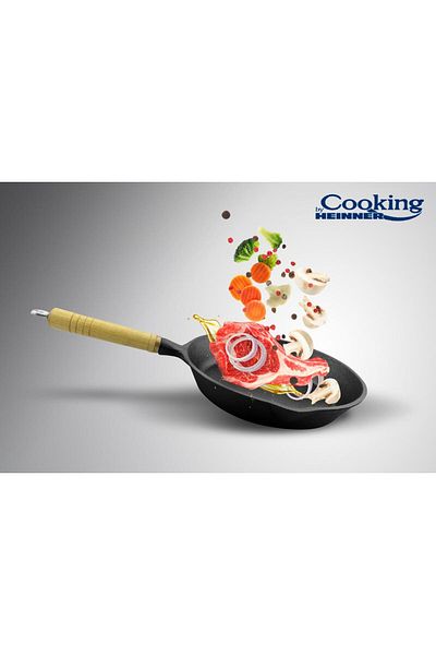 Cooking by Heinner PURE CAST IRON PAN WITH WOODEN HANDLE 23 x 4 CM