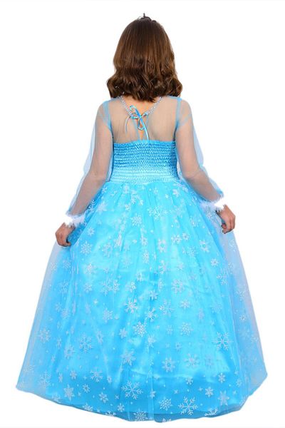 BUTİKHAPPYKİDS Costum prințesă Elsa pentru fetiță Costum Elsa cu mânecă lungă 1-12 ani cu cadou coroană-asa-mănuși de păr