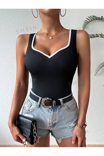 vikitekno πλέξη ριμπ διακοσμητικό ρέλι κομψό μπλουζάκι που αγκαλιάζει το σώμα...