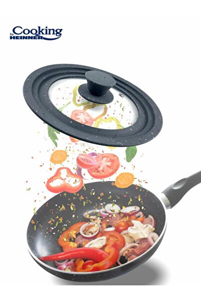 Heinner Glass Lid With Silicone Edge Adjustable In 3 Sizes 22/24/26 Cm. Grey, Cooking By