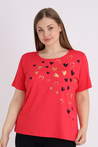 İntensive Women's Plus Size Printed Short Sleeve T-Shirt