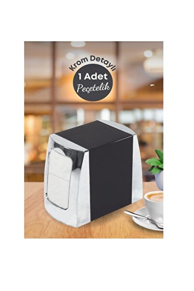 abnturk 1 Adet Krom Detaylı Peçetelik - Çift Taraflı Yaylı Peçetelik - Lokant...