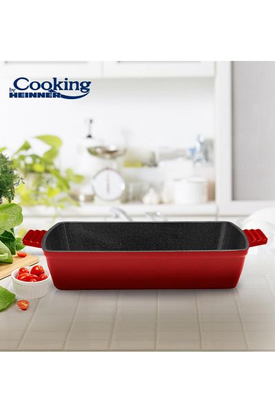 Cooking by Heinner ENAMELLED CAST IRON TRAY 33 x 23 x 7 CM, RED LINE