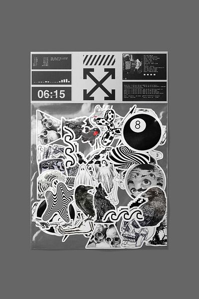 dadi ramba Black and White Bullet Journal - Agenda - Planificator - Caiet - Autocolant pentru laptop - Pachet de autocolante