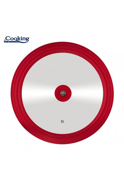 Cooking by Heinner GLASS COVER WITH SILICONE EDGE ADJUSTABLE IN 3 DIMENSIONS 16/18/20 CM, RED