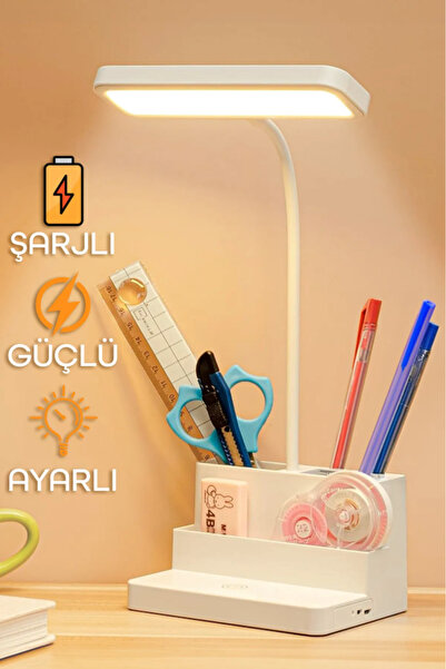 ByKurt Şarjlı Masa Lambası | 3 Renk Dokunmatik LED 400 Lumen Göz Yormayan Işı...