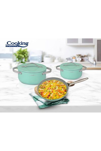 Cooking by Heinner 5-PIECE COOKING SET PRESSED ALUMINUM, CHALK