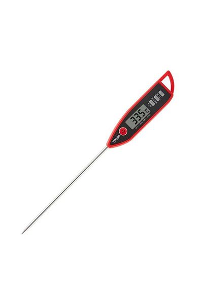 Hualans Digital Meat Thermometer, Silicone/Stainless Steel, Red/Black/Silver