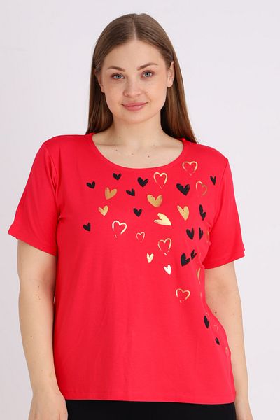 İntensive Women's Plus Size Printed Short Sleeve T-Shirt