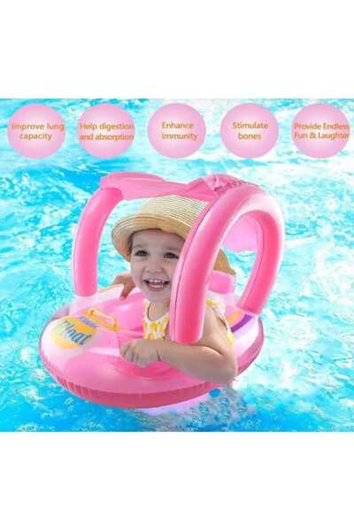 Funlas pembee 0-5 Yaş Şişme Oturaklı Gölgelikli Bebe Flotörü Bebek Simidi Göl...