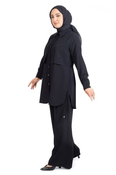 TRİPEN Διπλό Σετ Crepe Fabric με Λεπτομέρεια Παντελονιού