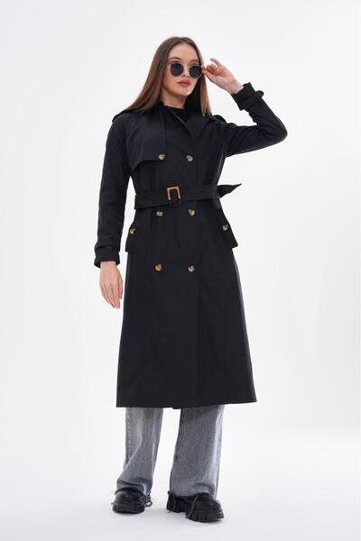 Makarina Women's Belted Long Trench Coat