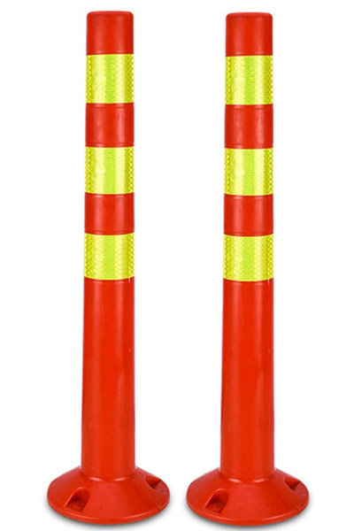 Generic 2 قطعة من عامود سلامة مرور قابل للطي بارتفاع 72 سم مع شريط عاكس | أعمدة  والحواجز الأمنية